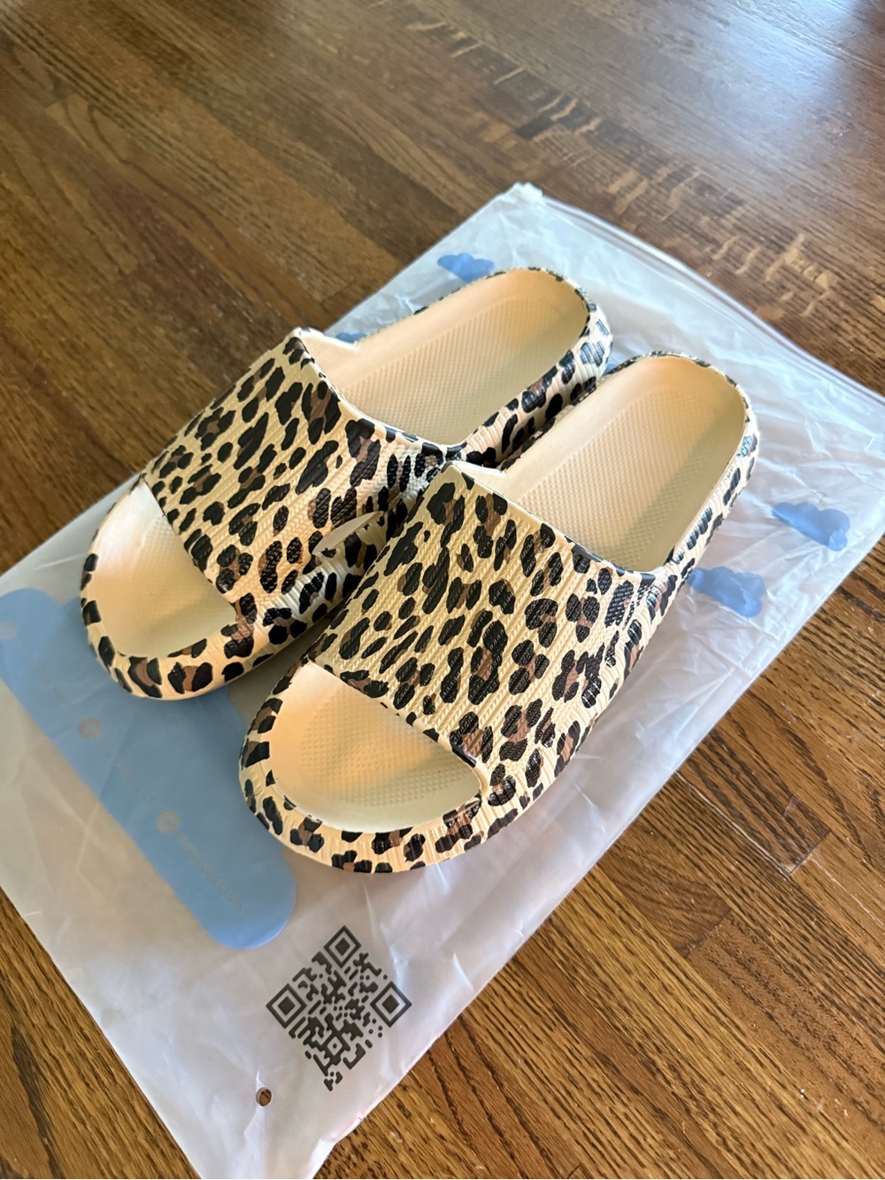 Leopard Print Slide Sandals - Women